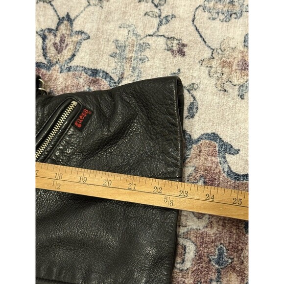Guess Vintage Women’s Leather Jacket Black Size Small Moto Classic Biker Goth - Picture 10 of 11